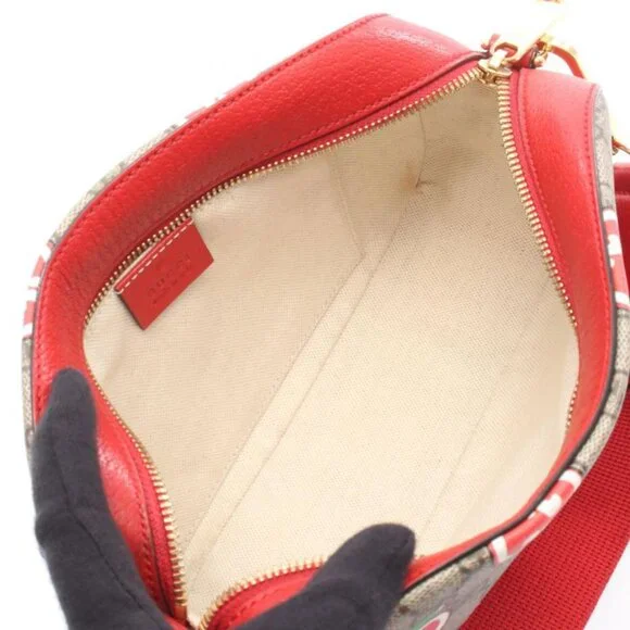 Gucci Shoulder Bag GG Supreme Beige Red Apple Print Canvas Beige Red Multicolor - Picture 3 of 6
